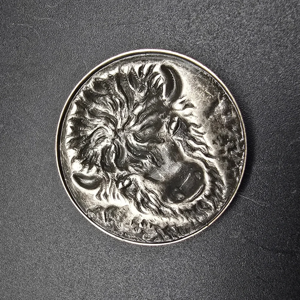 Silver Tone Buffalo Head Medallion Crafting Piece Jewelry Making